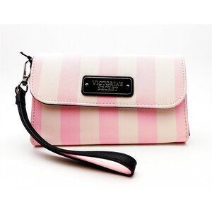 Victoria's Secret pink stripes Clutch/Wallet/Phone Case Purse with Wrist Strap
